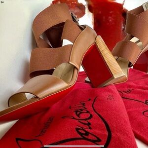 Christian Louboutin Red and Brown Heels Modern Elegance